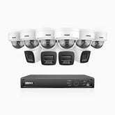 H800 - 4K 16 Channel PoE Security System with 4 Bullet & 6 Dome (IK10) Cameras, Vandal-Resistant, Human & Vehicle Detection, Color & IR Night Vision, Built-in Mic, RTSP Supported